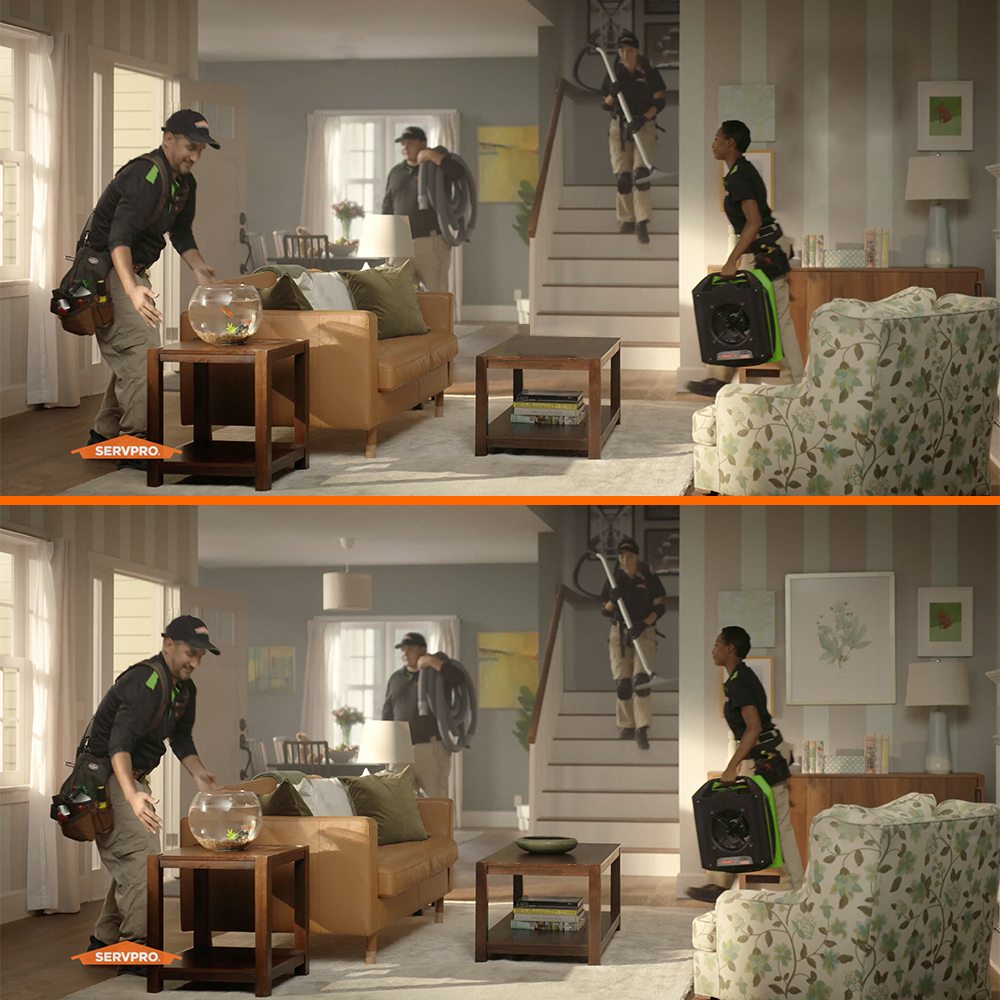 ServproPC's tweet image. We cleaned up and moved a few things. Can you spot the 5 differences between the two images?