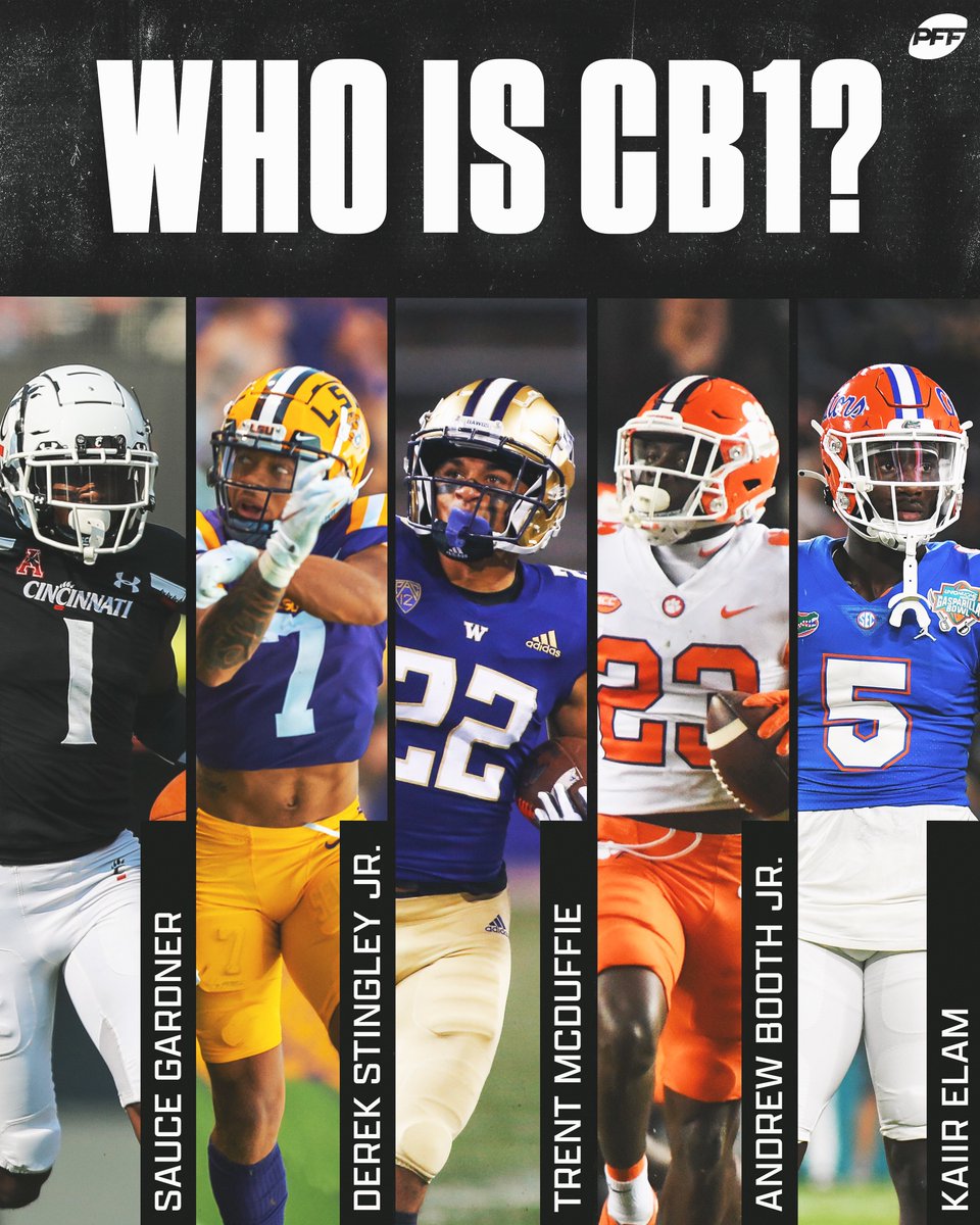 PFF's tweet image. Who is CB1 in the NFL Draft?