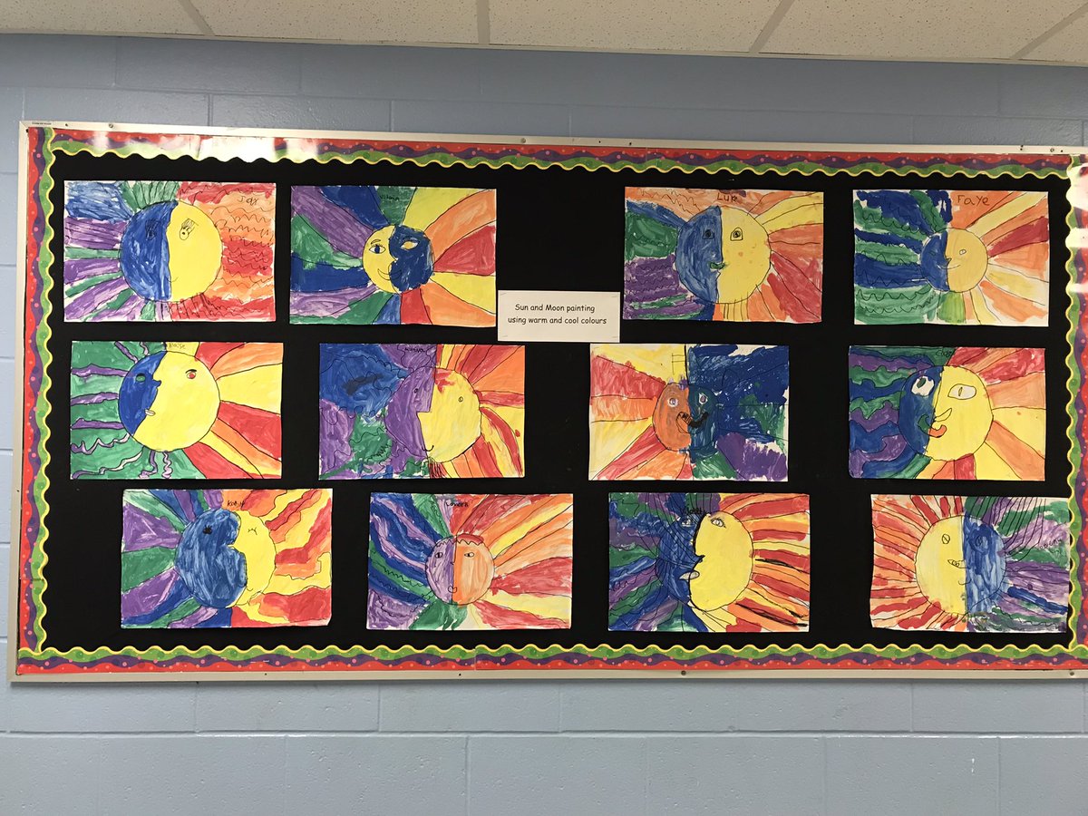 singerocsb's tweet photo. Here are our unique Sun and Moon designs created by exploring warm and cool colours. We also discussed how these colours are connected to our feelings. https://t.co/ajIMBU0ElI