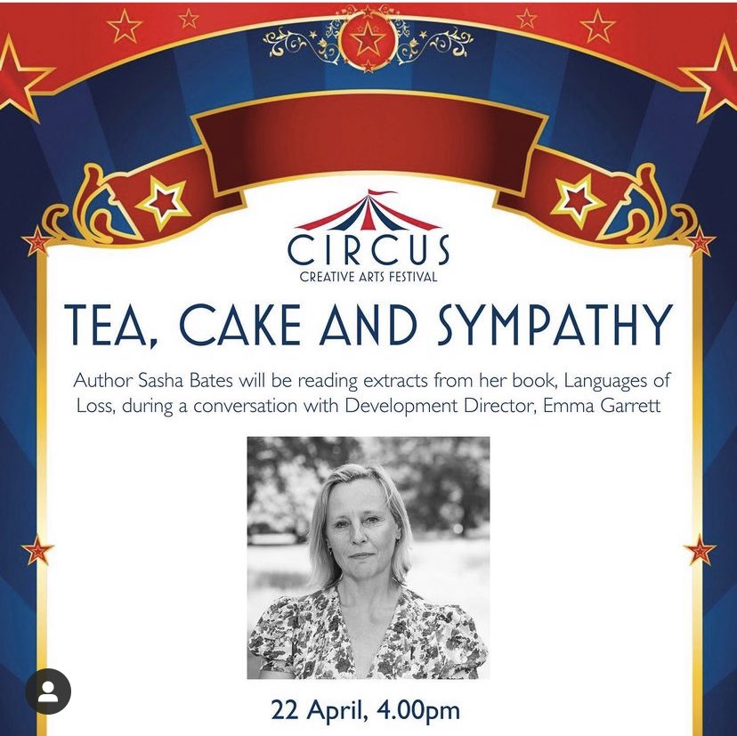 Stepping out of my comfort zone as I talk to my good friend author @sashbates at Tim’s Café @EBCollegeLife as part of CIRCUS Creative Arts Festival. Fri 22 April 4.00pm. I have much yet to understand and confront about #grief but this might be a start Tix: eastbourniansociety.org