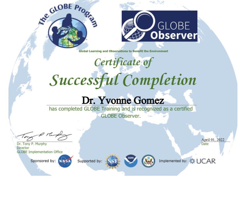 YvonneYvette24's tweet image. Certification Complete! Ready to lead my teachers and inspire the next generation of global scientists. 💙🌎 #TheGLOBEProgram #NASASTEM #PSJAInspires @STEM_BowTie