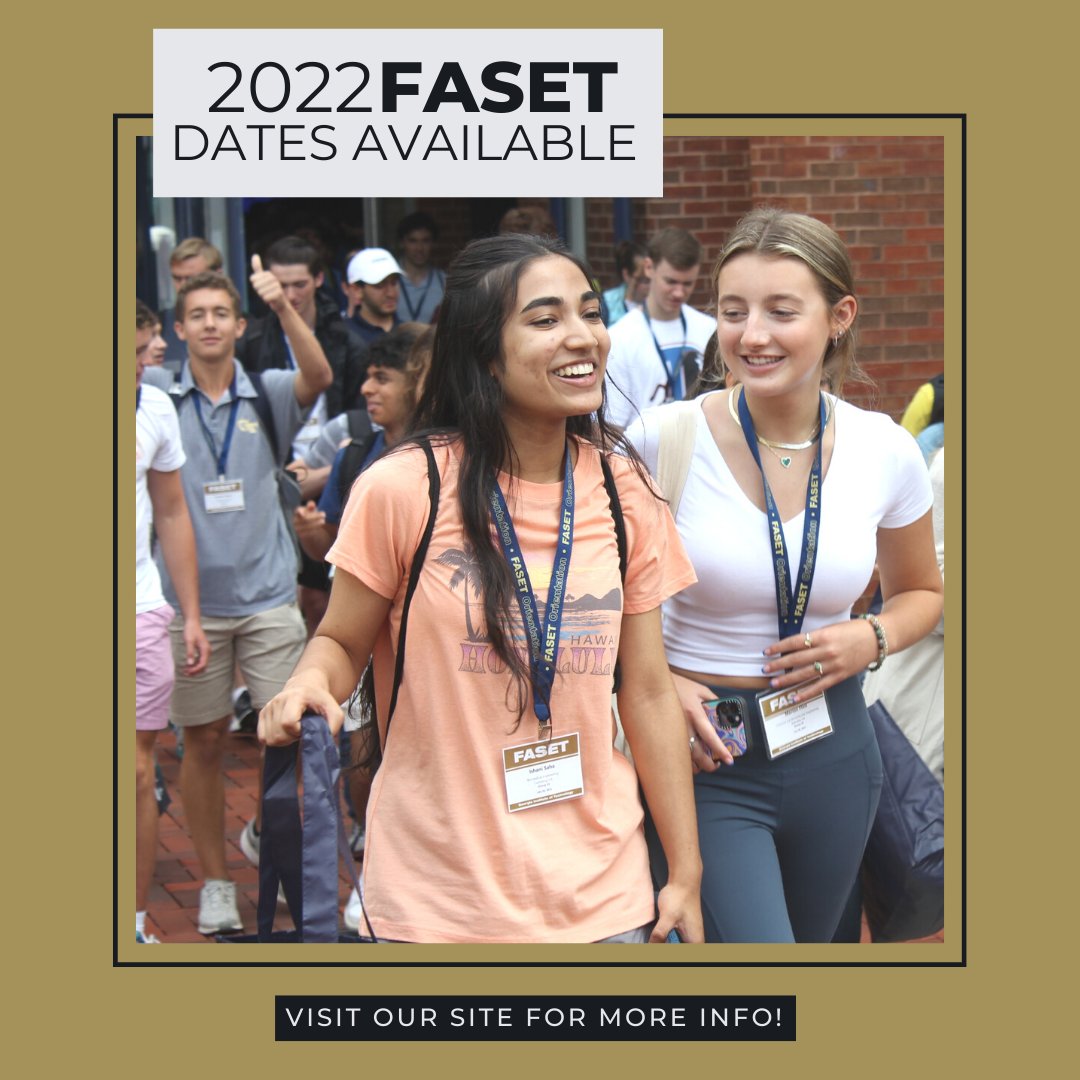 Hey 👋 incoming first-year, transfer, and exchange students! FASET dates are available today at 5pm! Check your admission portal today for all the information. <a href="/gtadmission/">Georgia Tech Admission</a>

#gt26 #gttransfer #georgiatech