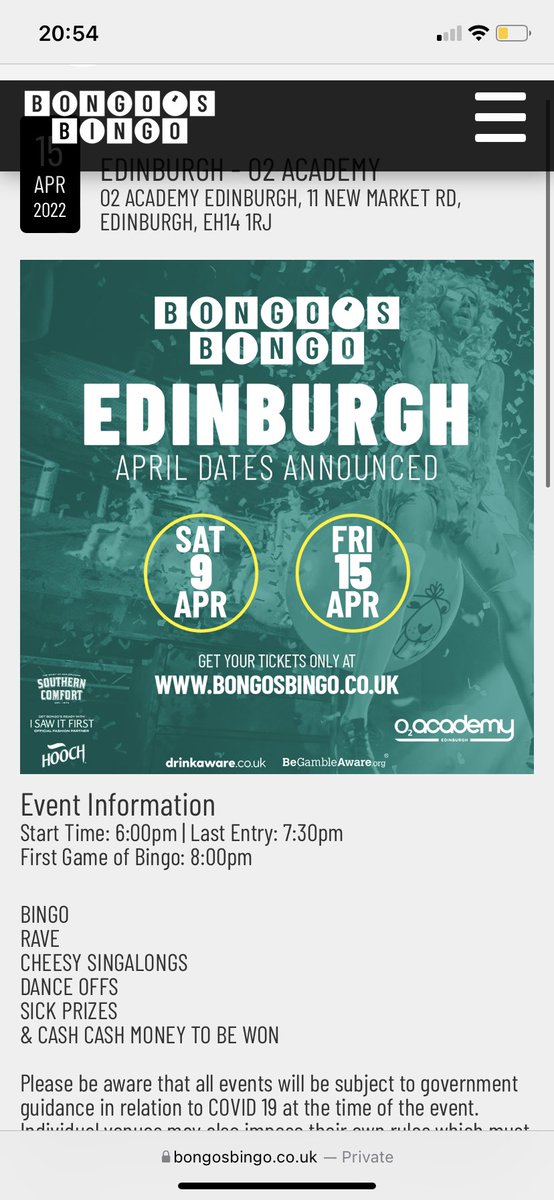 5 tickets for the sold out bongo’s bingo For sale in Edinburgh, Friday 15th April Corn Exchange. Tickets are face value plus booking fee. Willing to sell separately.  #bongosbingo <a href="/BongosBingo/">Bongo's Bingo</a>