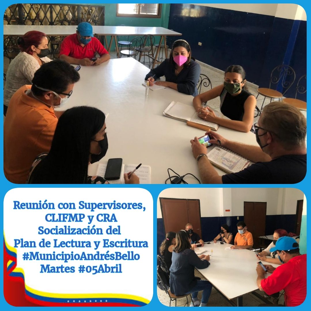 Reunión de Supervisores, 
CLIFMP/CRA
Socialización del 
*Plan de Lectura y Escritura*
Martes #05Abril <a href="/MPPETachira/">ZonaEducativaTáchira</a> <a href="/3Educativo/">Circuito Educativo 200101003</a> <a href="/circuito002mab/">circuito002mab</a> <a href="/circuito1abtach/">Circuito1AndresBello</a> <a href="/Berzabethg1/">Berzabethgandicaoficial</a> #EstadoTáchira ❤️🇻🇪Abril 2022
@MPPEDUCACION <a href="/_LaAvanzadora/">Yelitze Santaella</a> <a href="/supervisionZET1/">SupervisionZET</a> <a href="/Crazet2011/">Crazet2011</a>  <a href="/Div_Ini_Pri_Esp/">Divi. de Niños y Niñas ZET</a>