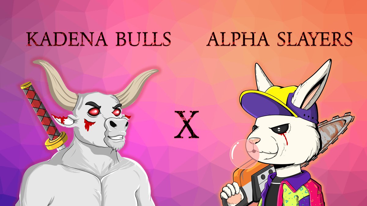 AlphaSlayersNFT's tweet photo. We are partnering with @KadenaBulls 🚀🥳💪

To celebrate, we're giving away: 

🔥 50 WL spots to Kadena Bulls Superstars
🐰 1 custom-made 90's Slayer
🐂 1 custom-made Slayer Bull

Winners will be drawn in our Joint Twitter Space
https://t.co/wqDpnFKNdy

$KDA #Kadena #NFTGiveaway https://t.co/rt06SWLyxi
