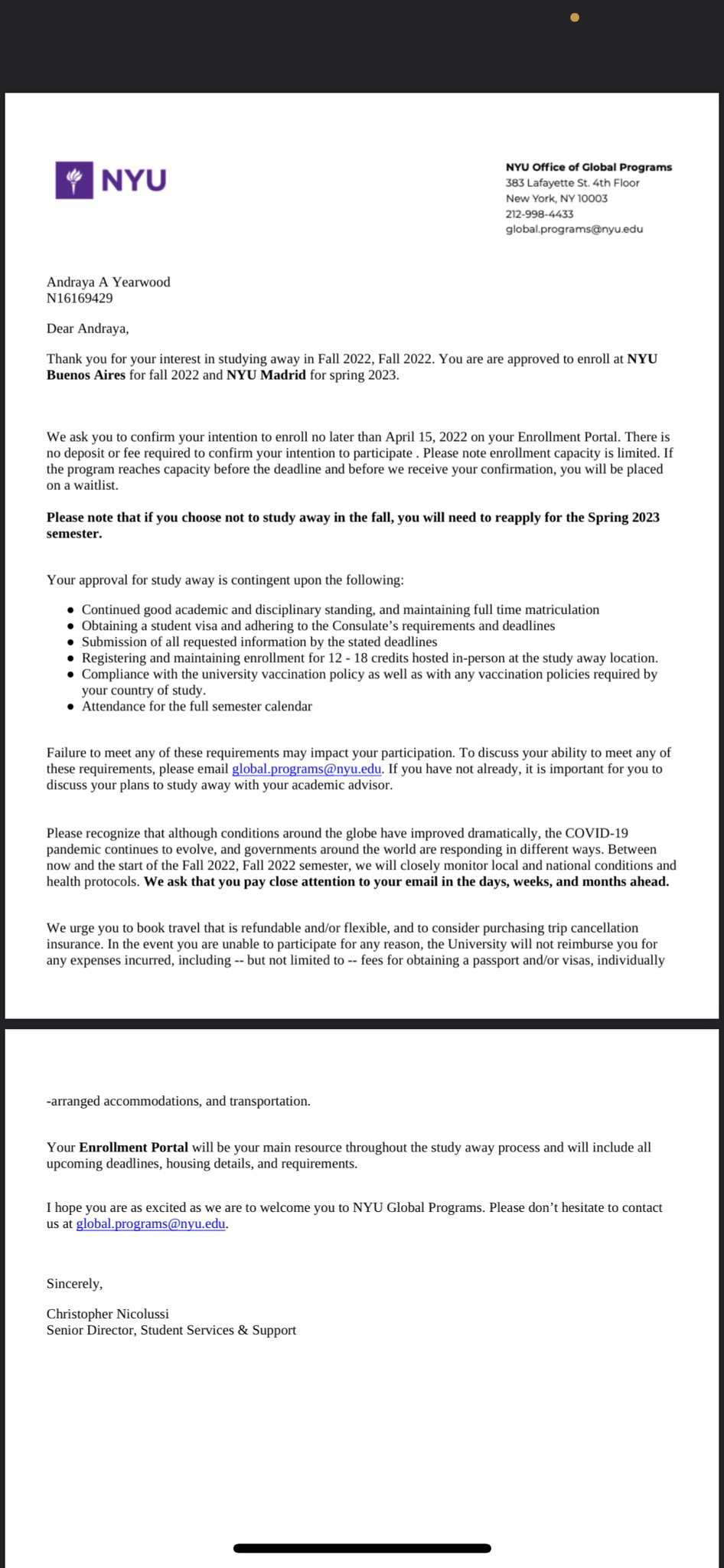 Nyu Calendar Fall 2023 Andraya Yearwood On Twitter: "Couldn't Be Any Happier!!🇪🇸🇦🇷  #Nyubound💜💜💜 Https://T.co/64E19Vxa6C" / Twitter