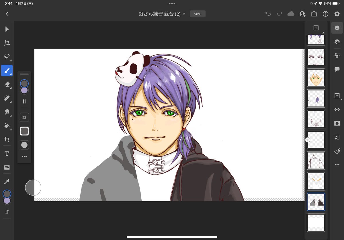 ipad・photoshopお絵描き練習の進捗(4)
練習したくてうずうずするー!
塗りで大体のアタリを把握してから描き足す方法が私には合いそう。バランスを調整し直す拡大縮小の方法が上手く行かない。フォトショはマンガタッチは不向きと知ったがなんだか甘えな気がして他ソフトに踏み出せない。 