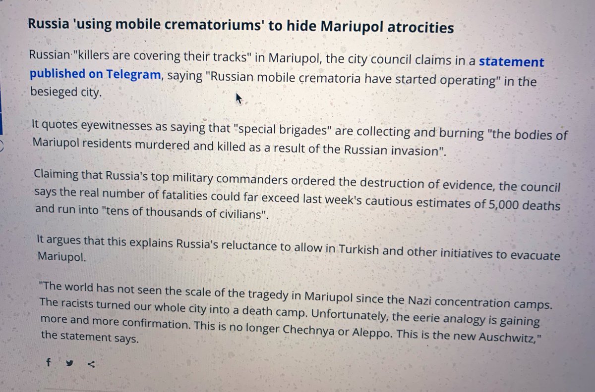 Appaiono ora a seguito delle truppe russe anche i “crematori mobili”…