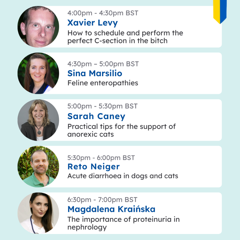 thewebinarvet's tweet photo. There's just 3 days left until we host the Vets for Ukraine Online Conference, with thanks to @FecavaVets.
Have you seen the event programme yet? Enjoy 10+ hours of CPD/CE lectures on a variety of #veterinary topics delivered by experts!
Sign up & donate 👇 #VetsForUkraine