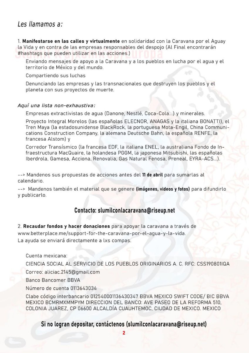 yretiemble's tweet photo. ‼️5 acciones para apoyar a la Caravana por el Agua y la Vida (CAV) desde Slumil k’ajxemk’op🥾����: https://t.co/vcjbVwSKfF
*
*
*
@CNT_Villaverde @CD_Cedoz @CNT_SierraNorte @cgtzonasur @Antirracismo8M @CNI_Mexico @RaulRomero_mx https://t.co/a4piNx0Oyh