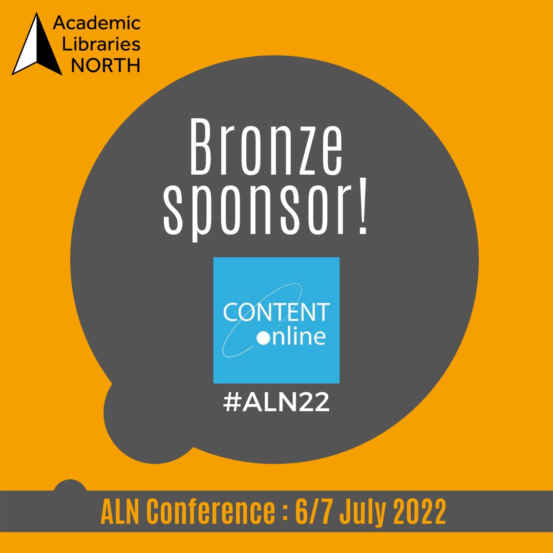 In case you missed the announcement last month, a reminder that Content Online are a Bronze sponsor this year. 
academiclibrariesnorth.ac.uk/academic-libra… #ALN22

Give them a follow to find out more <a href="/content_online/">Content Online</a>