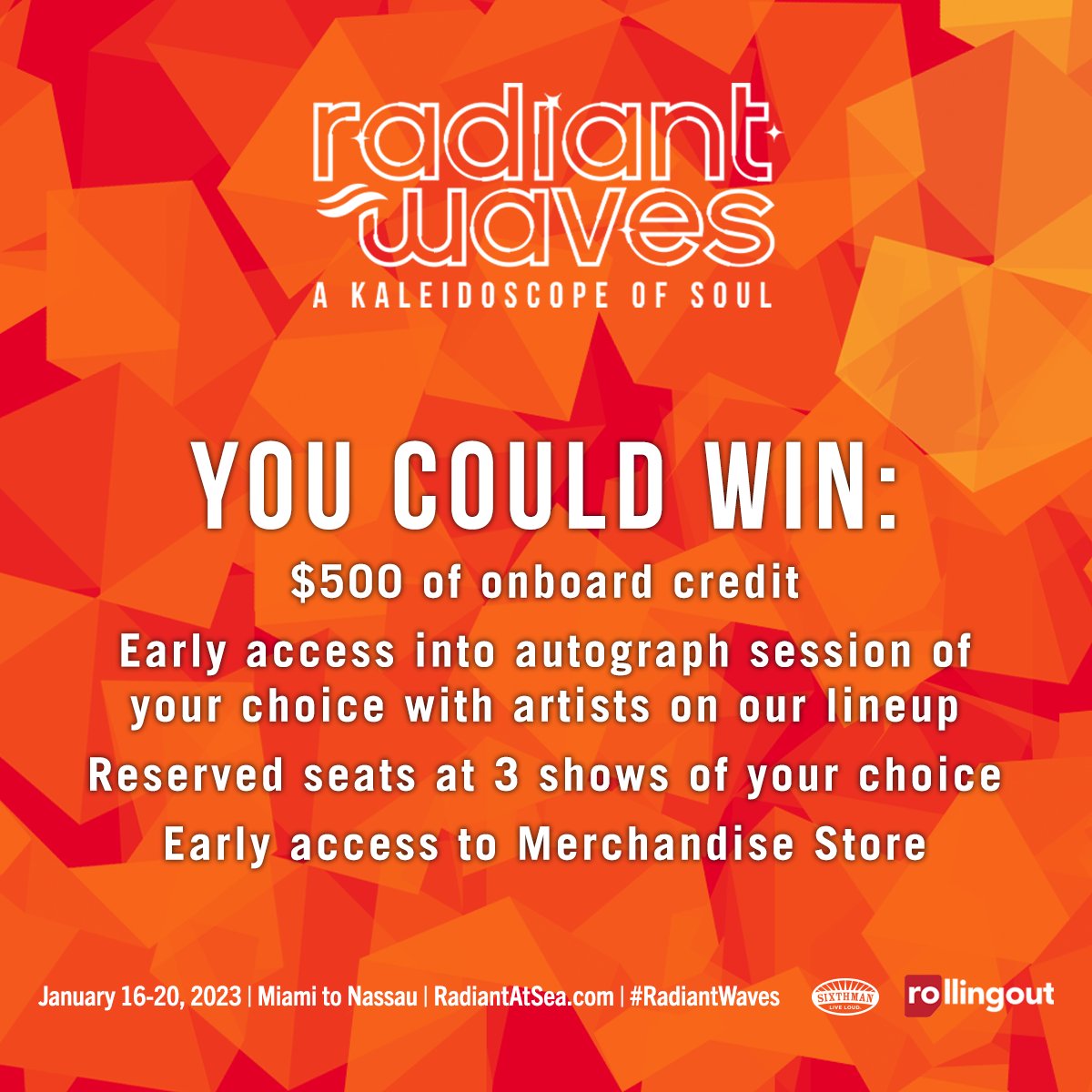 radiant_waves's tweet photo. Be one of the first 100 cabins to book and you will automatically be entered to win $500 to spend on board, early access to on board experiences, and reserved seats at 3 shows of your choice! 🤩

Join the pre-sale today at https://t.co/GB7sFBRwOO! #RadiantWaves https://t.co/eht8s1ow9r