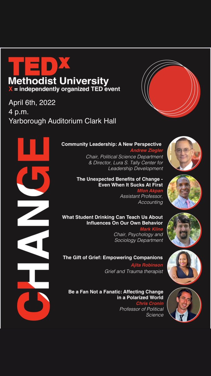Honored to be a Tedx speaker at Methodist University today. See you there.