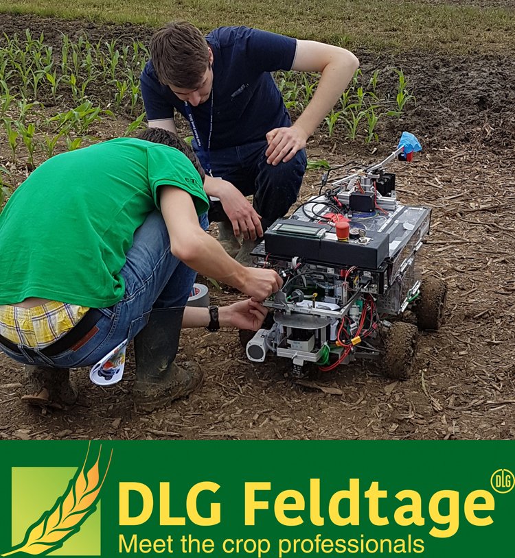 feldtage's tweet image. International Field Robot Event (FRE)
The annual #FieldRobot Event, a contest for international student teams, will be held #DLGFeldtage 2022. Tasks include navigation in curved maize rows, in straight rows (missing plants), weed and litter recognition and removal
