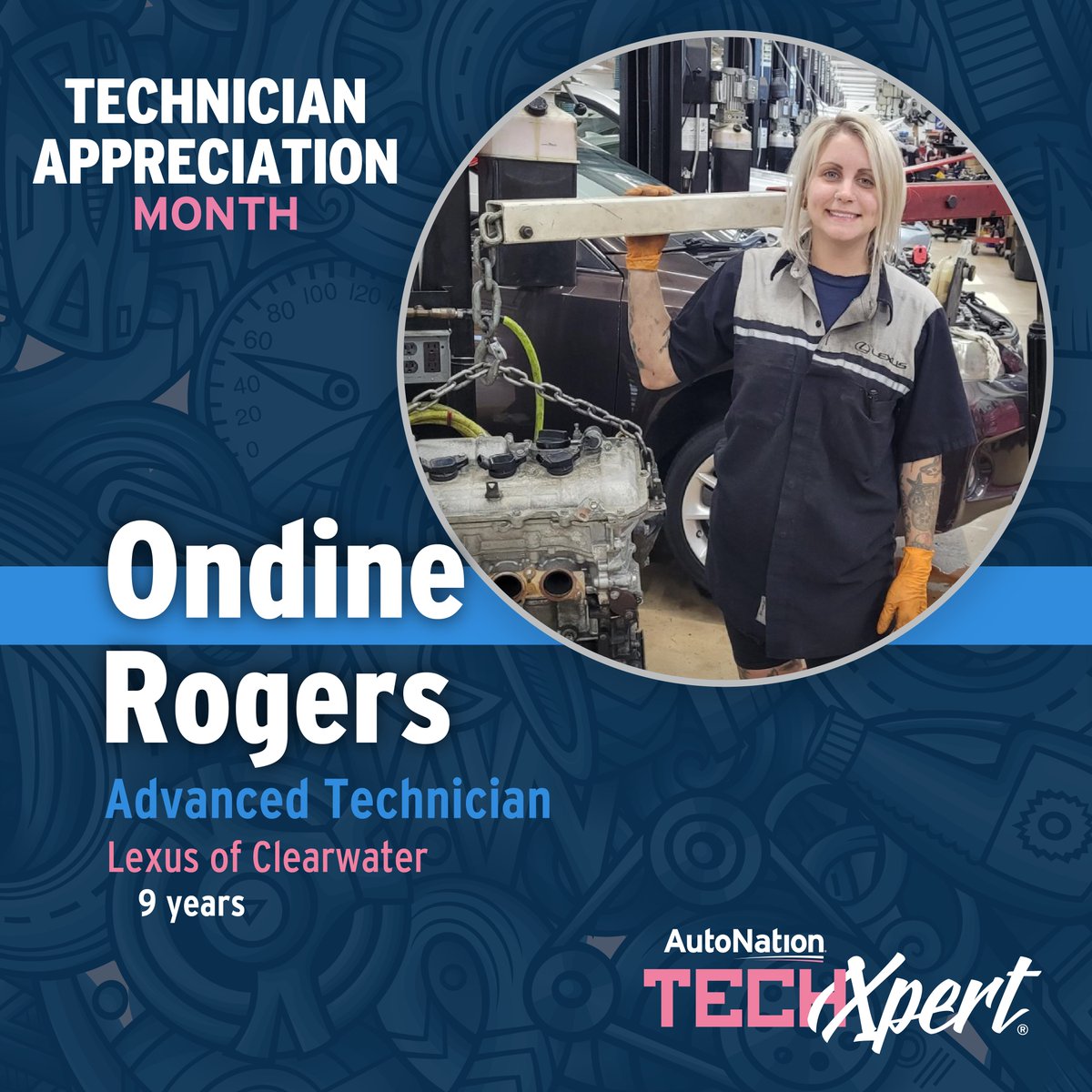 AutoNation's tweet photo. ⚙️Join us as we celebrate our awesome TechXperts who keep our Customers on the road and driving safe. Click the link in our bio to read more about them and what it means to #GoBeGreat! #DrivePink #TechXpert #techappreciationmonth #DRVPNK 🛠️ https://t.co/DbX3PGHkBL