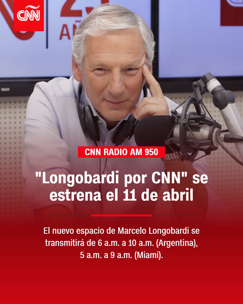 CNNEE's tweet photo. Estamos emocionados de compartir contigo que @LongobardiM regresa a la radio en #Argentina. A partir del lunes 11 de abril se integra a @cnnradioarg #590AM con el programa #LongobardiPorCNN. Lee más de esta gran noticia aquí 👉 https://t.co/iULx61wc2O https://t.co/RvO88cKEVX