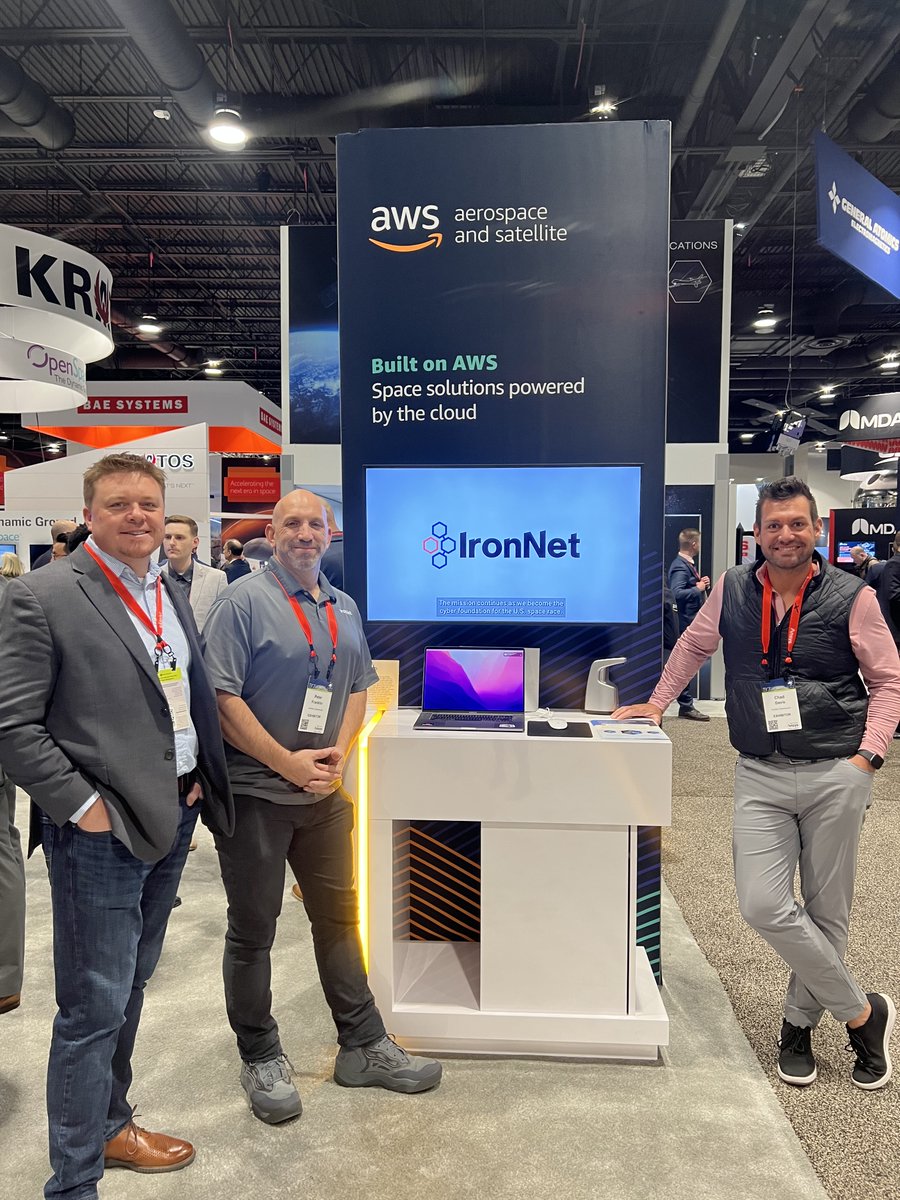 It was great getting to partner with <a href="/AWS/">Amazon Web Services</a> in their booth at Space Symposium yesterday! Visit our website to see how #CollectiveDefense is helping to defend mission-critical data and intellectual property for space industry stakeholders. 

ironnet.com/industries/spa…