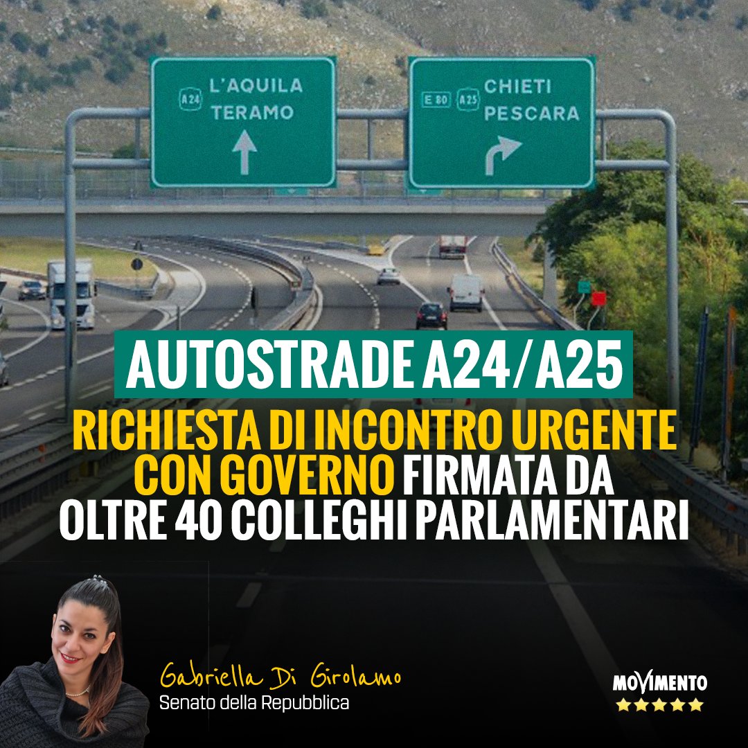 Firmata da oltre 40 parlamentari, eletti principalmente in #Abruzzo e #Lazio, la richiesta di incontro urgente con il Governo per manutenzione e gestione di #A24 e #A25. Ho voluto coordinare questa iniziativa per rispondere alle istanze di Sindaci e territori.