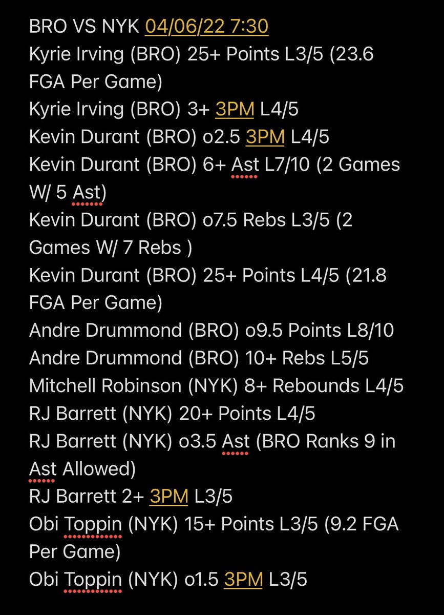 DwilCheatSheets's tweet photo. Gonna Post The 7 O Clock Game Soon But Consistency Sheets for the 7:30 Game Tonight #NetsVsKnicks. I Follow the Last 5-10 Games and Include Projections for Tonight. These can be parlayed or Straights. Goodluck if Tailing π€π½ Likes and RTβs are Appreciated. π #GamblingTwitter #NBA https://t.co/JZPXFZKQi4