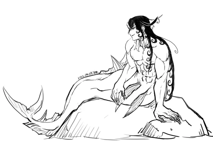 でも良いな…水怪リンボ…って思っていつもの人魚パロ描きました。いつかちゃんと色置きたい(最近こればっかり) 