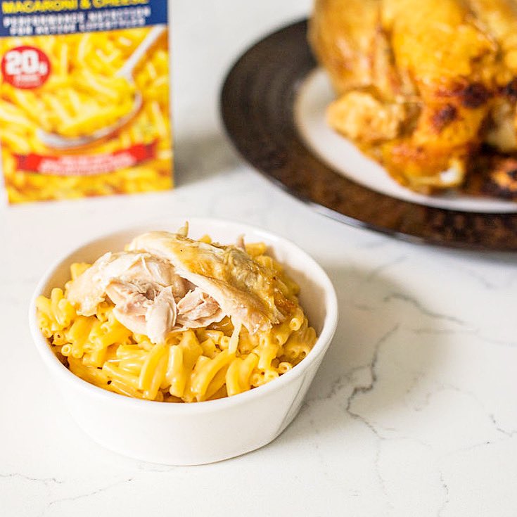 #MacHack: Grab a rotisserie chicken from the store and a box of Muscle Mac for a quick and delicious #meal the whole #family will love.