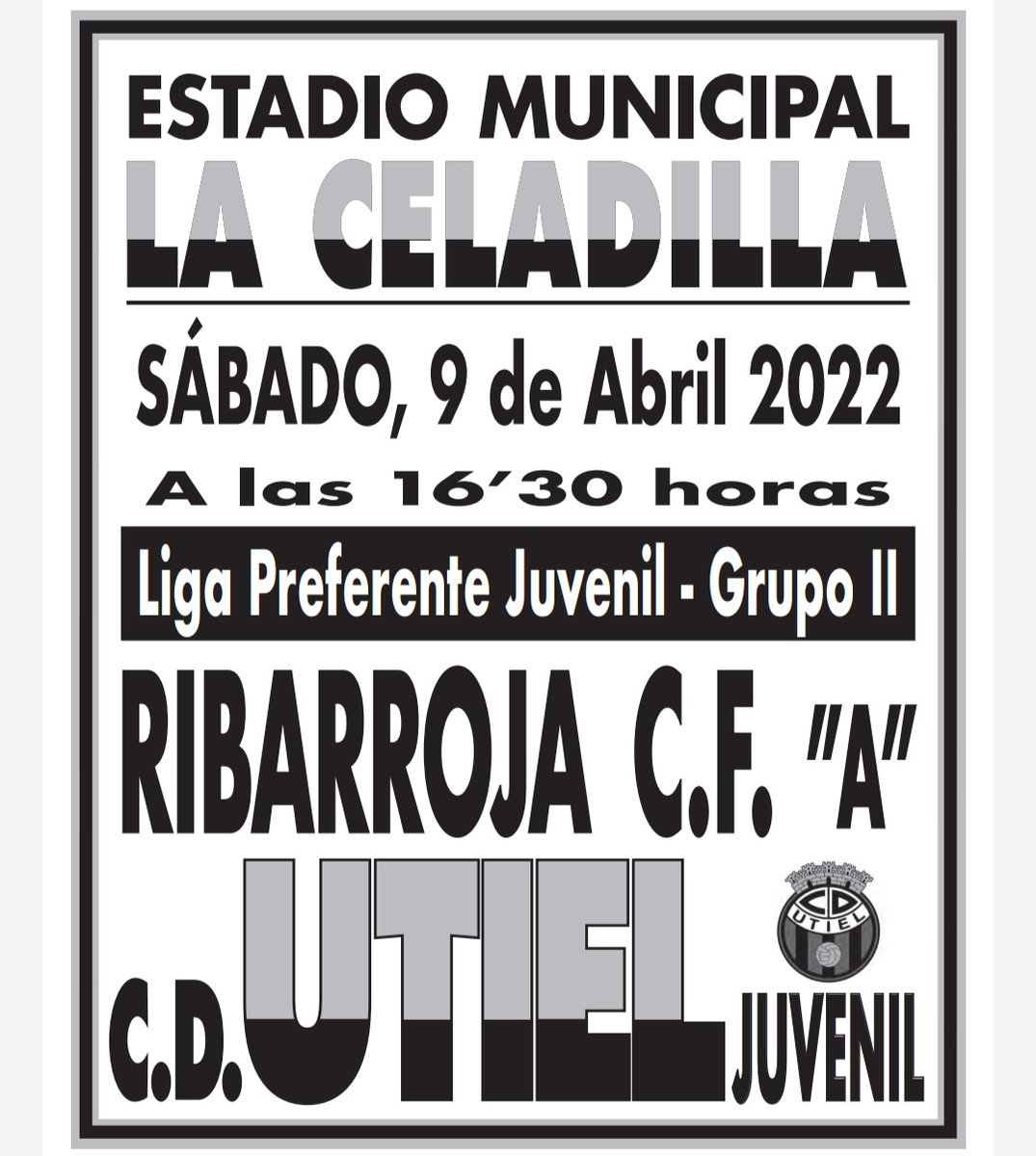 ⚽️PARTIDOS DE ESTE FIN DE SEMANA EN LA CELADILLA⚽️

¡Os esperamos a todos! 🙌

#123Utiel❤️🖤
