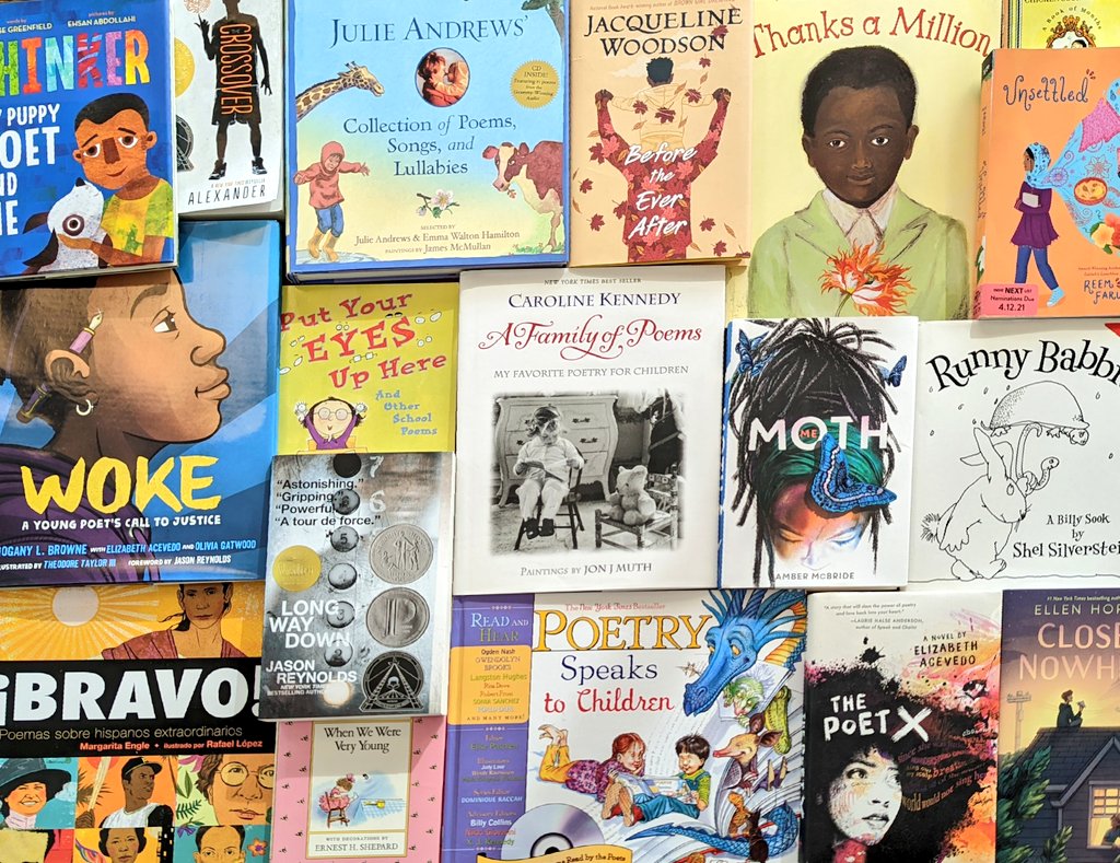 We're celebrating #PoetryMonth at the #BookBank with beautiful, diverse books of poetry for children of all ages!

Follow link to Give Books, Get Books, Donate, and Volunteer!
childrensbookproject.org

#ChildrensBookProjectSF #Poetry #ChildrensPoetry #PoetryForAll #NorCalNonProfit