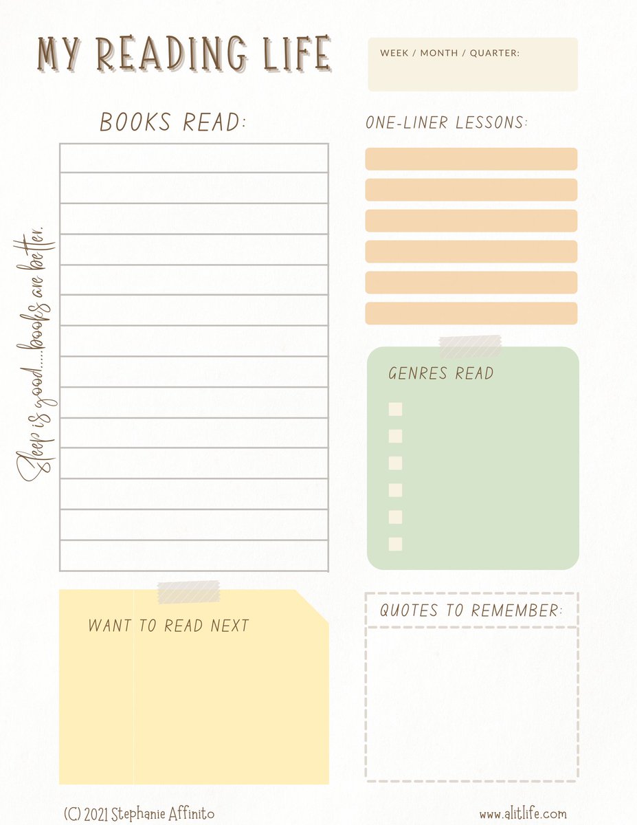 AffinitoLit's tweet photo. Need a reminder to make time for reading? Use this printable page as a weekly, monthly or yearly reading log to celebrate your reading life! 
#ALitLife #MyReadingLife https://t.co/PX2kEX0BhT https://t.co/aQTMnGH7Cb