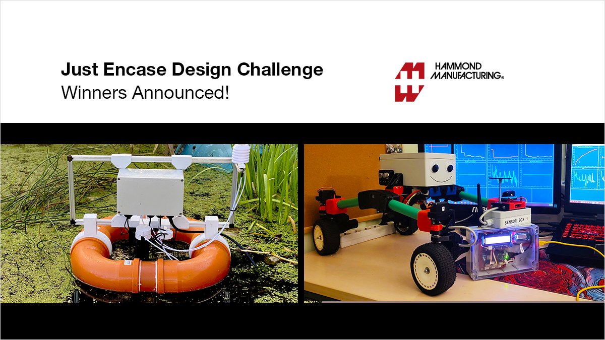 E14Community's tweet photo. 🥇 Congrats to @milosrasic (OrbWeaver Rover) - the Gran Prize Winner of the #JustEnCase #DesignChallenge with @hammondmfg!
🥈 Runner Up Winner: Christopher Skala (Garden Pond Monitor)
See all the winning projects and the finishers' list: https://t.co/meXUUdn9XF https://t.co/PFKmG6Emyk