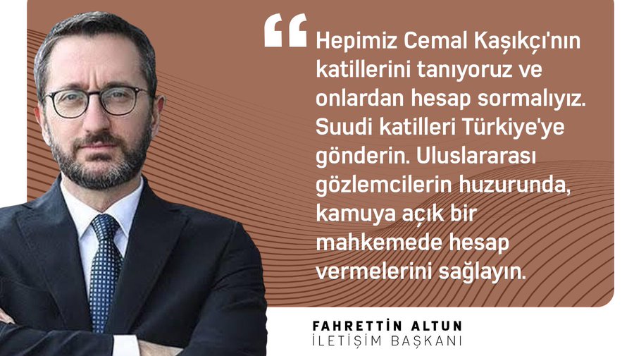 timursoykan's tweet photo. 7- Dışişleri Bakanı Çavuşoğlu: Bu olayı kapatmaya çalışan batılı devletler var. Biz sonuna kadar gideceğiz. İletişim Başkanı Fahrettin Altun: Cumhurbaşkanımızın dirayetli duruşuyla Türkiye bu menfur cinayetin aydınlatılması için ortaya koyduğu çabayı sürdürüyor. Ve neler neler: https://t.co/Sdx5dIeA4b