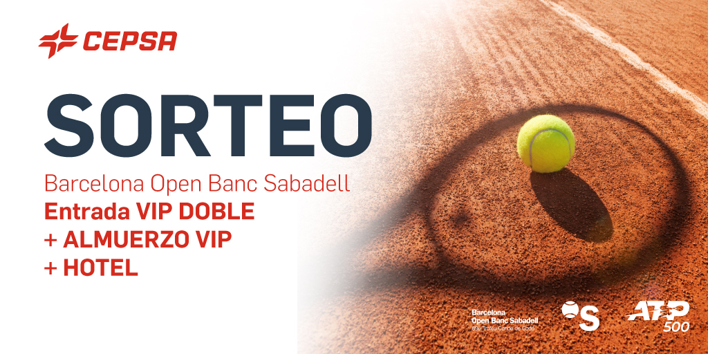 🎾 Gana con Cepsa una entrada VIP doble para ver los cuartos de final del <a href="/bcnopenbs/">Barcelona Open Banc Sabadell</a> el 22 de abril, con almuerzo VIP y noche de hotel: 
👉 Sigue a @cepsa
👉 RT + ❤️ este post + menciona a un amigo
¡Tienes hasta el 10/04 para participar!
Bases: bit.ly/3uRlcg6 #BCNOpenBS