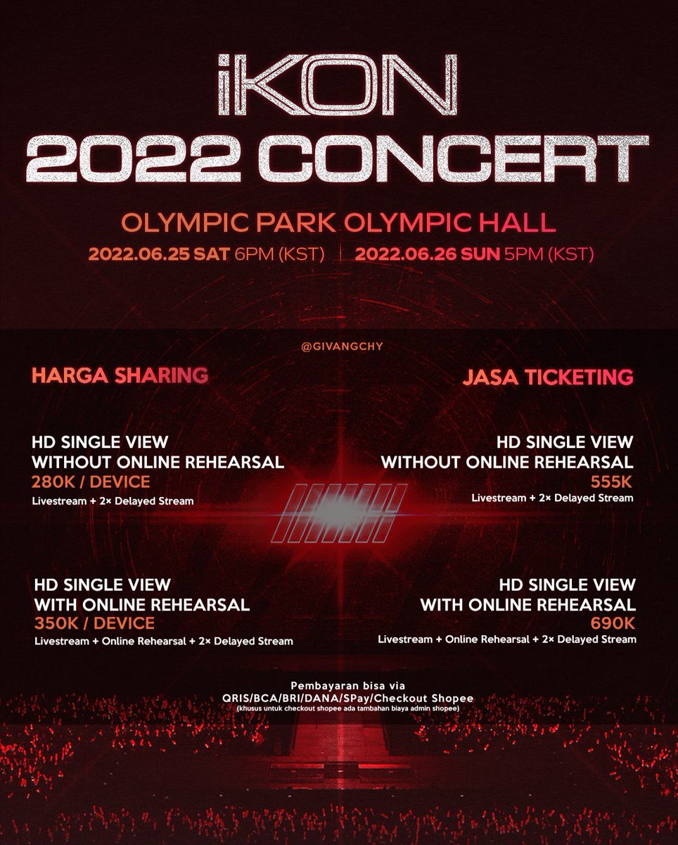 givangchy's tweet photo. 🎫 Open Sharing &amp; Jasa Ticketing iKON 2022 Concert 🎫

💖 Detail ada di gambar
Pembayaran bisa fullpay/dp/cicilan
100% LEGAL

💌 Info lebih lanjut/tanya2 bisa DM

#⃣ wts wtb opshar nonton konser want to buy sell beli jual https://t.co/P3KbxVKney