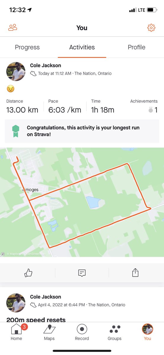 ColeJacksonFB's tweet photo. 13km / 8 mile
New PB.
Not the time I wanted (off by about 3:30) but I’ll take The distance.
#FatBoyRun https://t.co/lYFtDR705K