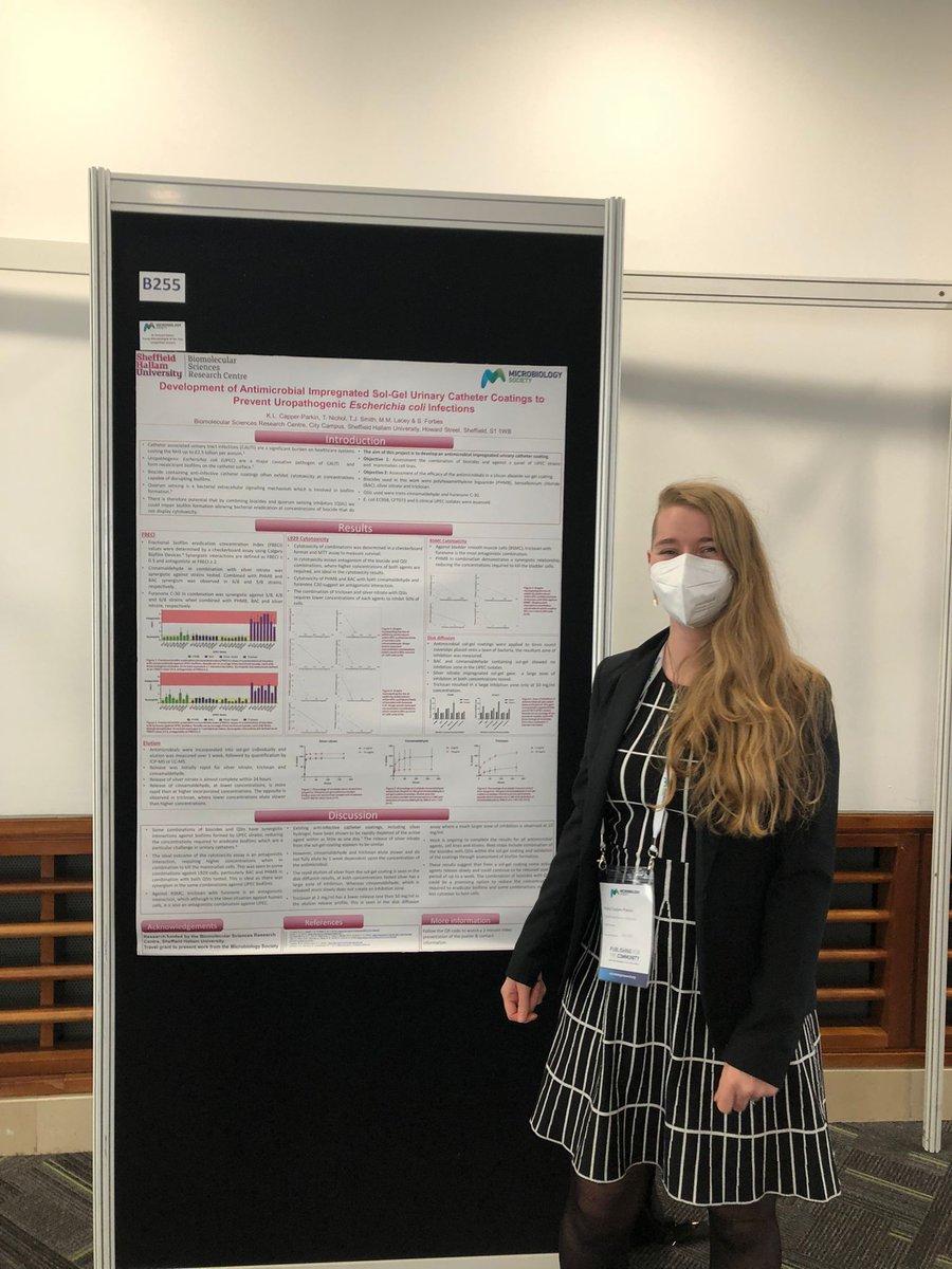 kelly_beanzzz's tweet photo. Come and meet me at my poster B255 this evening to find out about my combinations of biocides and QSIs and their potential in a urinary catheter coating. @MicrobioSoc #Microbio22 https://t.co/zEYcqM8BG6