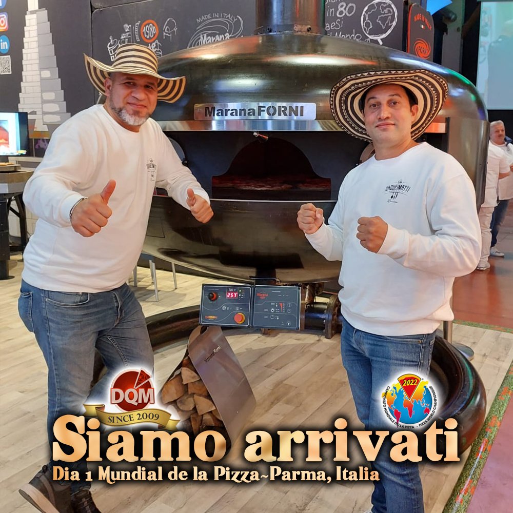 dqmpizza's tweet photo. 🇨🇴🍕🇮🇹 Hemos llegado!! 🇨🇴🍕🇮🇹 Primer día en el Mundial de la Pizza!! Gracias por el apoyo!! @pizzaworldchampionship
.
.
#Pizza #Italia #Italiana #Italiano #campionatomondialedellapizza #campionatomondialedellapizza2022 #pizzaworldchampionship #pizzaworldchampionship2022 https://t.co/VzWyW776cB