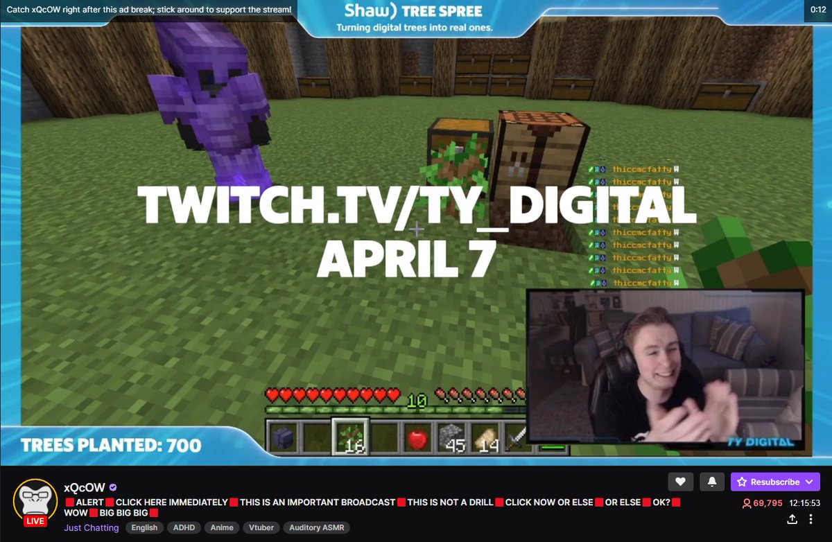 Ty_Digital's tweet photo. Just saw my face and name on a pre-roll ad on Twitch for a top streamer. 🤯

Insane. https://t.co/Drkup66Z94