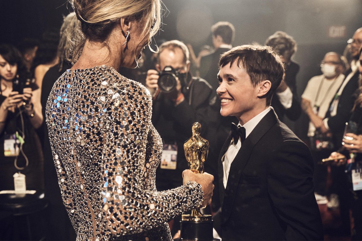 Academy Award nominee Elliot Page with Academy Award winner Siân Heder at the 94th #Oscars.