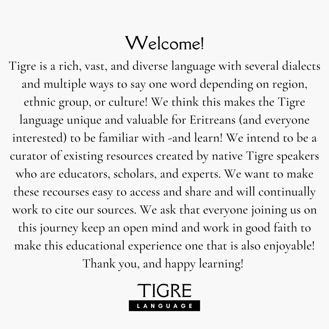 TigreLanguage's tweet photo. Join us to know a little more about ourselves by learning about our beautiful language and rich heritage.
:
#Tigre #Tigrayit #SpeakTigre #Eritrea #Sudan #Semitic #SemiticLanguage https://t.co/WmnWynM6E0