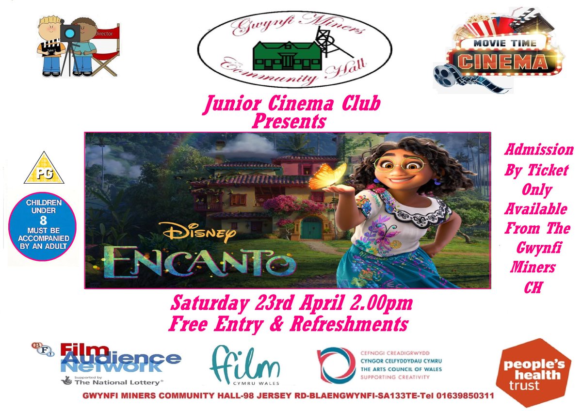 🎞️Join us for an afternoon at the movies to watch the film voted for by the Junior Cinema Club.
📽️Due to the film age certificate and licensing under no circumstances will children under the age of 8 be allowed in without an accompanying adult.