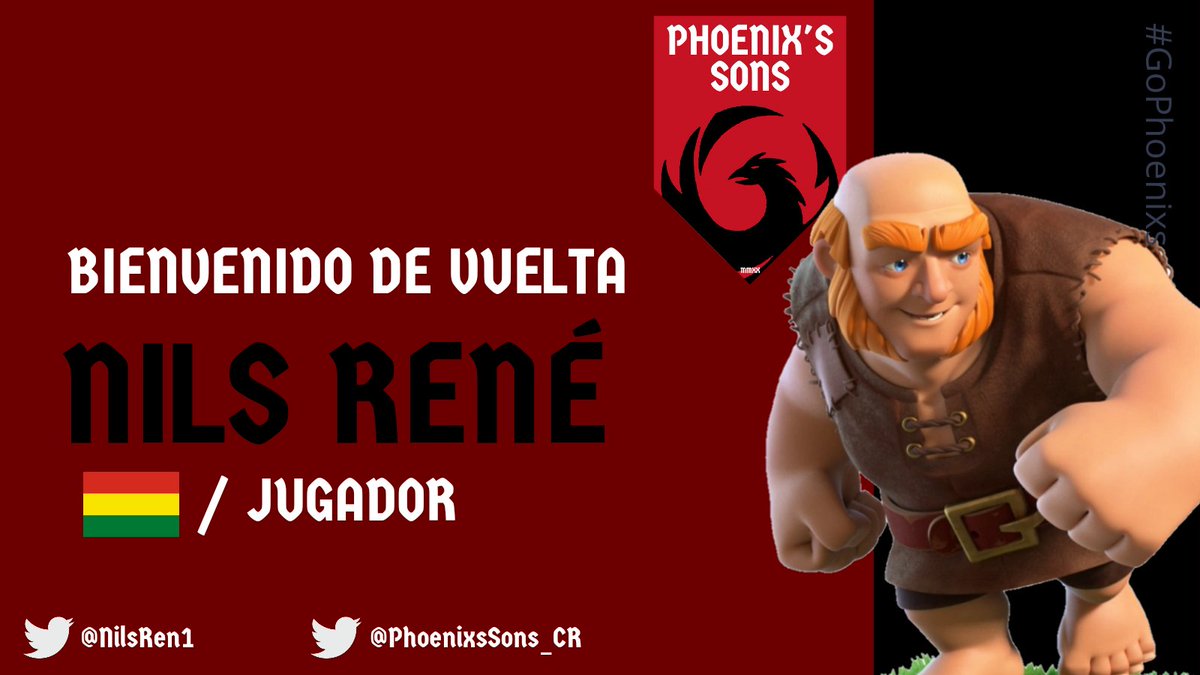 #CR | BIENVENIDO

Para comenzar, queremos comenzar mencionando a nuestro capitán <a href="/NilsRen1/">Nils René</a>, un guerrero boliviano que quiere consolidarse en esta nueva etapa 🔥

#GoPhoenixs #WelcomeRené