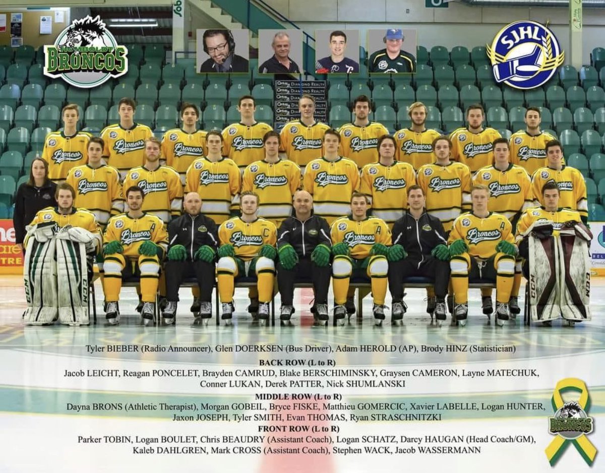 The Humboldt Broncos organization, along with the entire hockey world, will never forget April 6, 2018. Today, and every day, we remember and pay tribute to the 2017-2018 Humboldt Broncos players, staff and families. Always in our thoughts and prayers. 💚💛