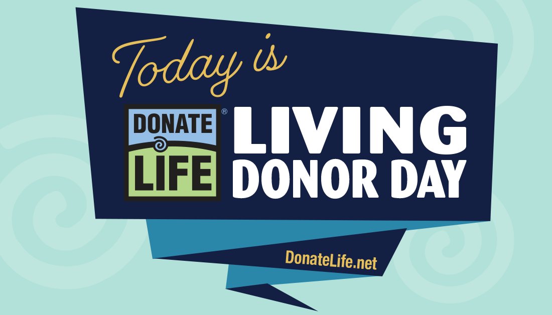 Today is #DonateLife Living Donor Day! Join us in celebrating the remarkable generosity of living organ &amp; tissue donors. In 2021, 6,500 people made the lifesaving decision to be living organ donors. #LivingDonorDay Learn more about living donation at DonateLife.net/livingdonation 💙💚