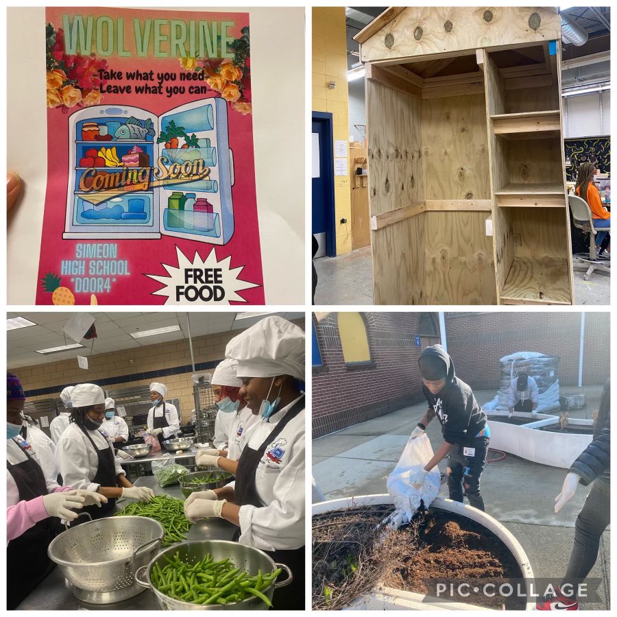 NealFSimeon_CA's tweet photo. Coming Soon: Simeon’s Community Fridge 🥦🥒🥕🌽🍅
“Take what you need, Leave what you can.” 
#GoodInTheHood #CulinaryPathway #CarpentryPathway 
#CTEmatters
#WolverinePride💙💛
@ChiPubSchools https://t.co/WuGeTF8Z6r