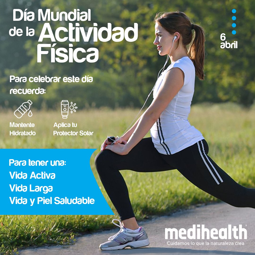 #06abril Día Mundial de la Actividad Física.
Te invitamos a ponerte en movimiento.
¡Promueve tu salud!

#Salud #Piel #Megalabs #Medihealth