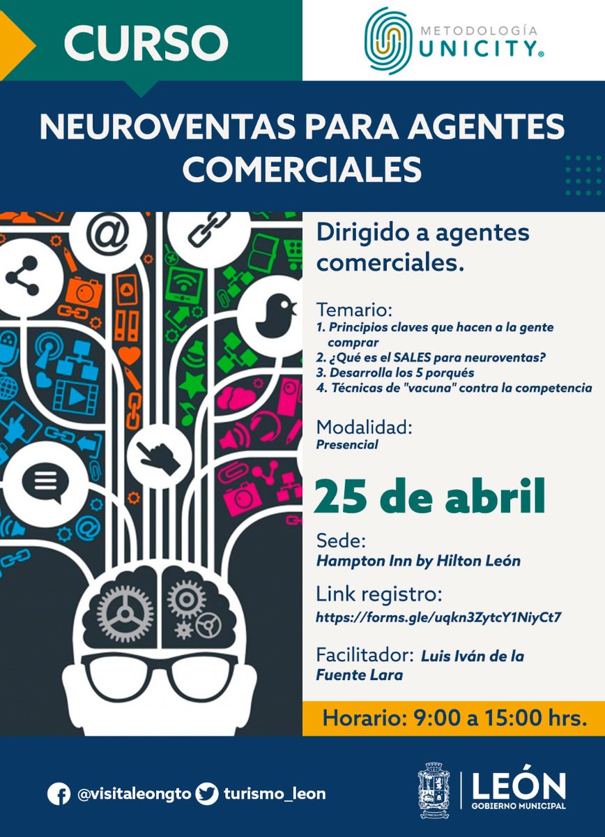 turismo_leon's tweet photo. "Neuro Ventas para Agentes Comerciales"
Perfil de ingreso:
✅Colaborar dentro del sector turístico de León
✅Disposición y compromiso para asistir.
✅Formar parte del equipo de ventas
Link de registro: https://t.co/cGbHVW8yCs
Si tienes dudas comunícate al ☎️477 763 44 00 ext. 115 https://t.co/8n720FZhFd