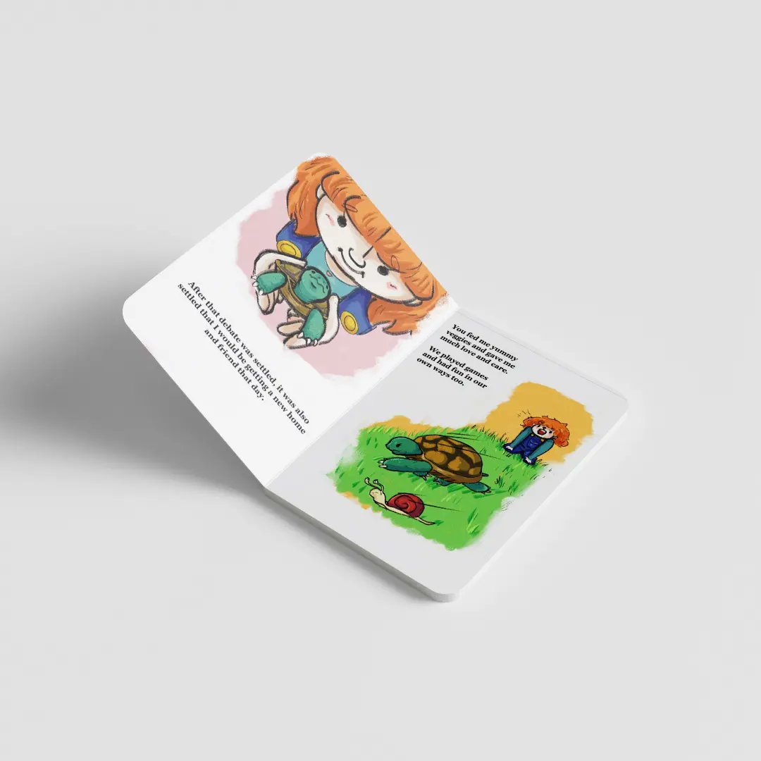 MHayesDesigns's tweet photo. Children's book I wrote and illustrated for a project. A girl buys her first pet and chooses a lifetime pal, a tortoise. They stick together as they both go through the journey of life. The story is told from the pet's perspective. https://t.co/2MpjHIKjEu
