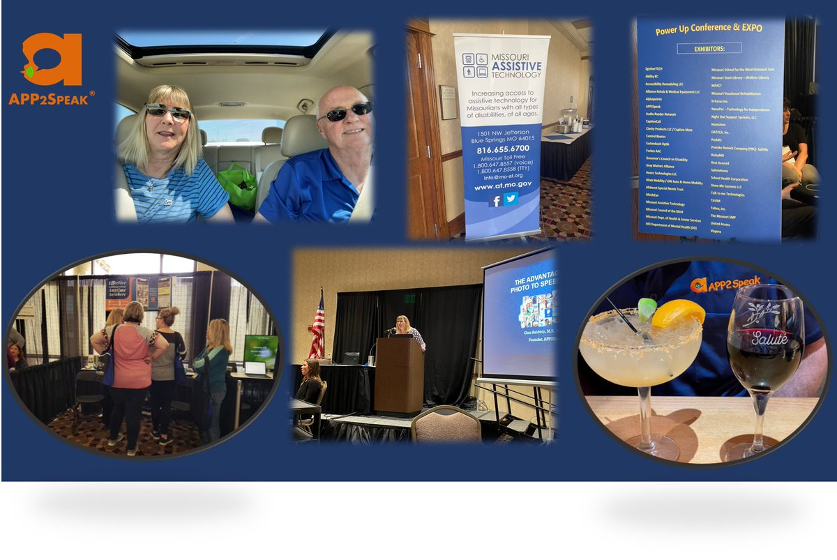 APP2Speak's tweet photo. We had an awesome MO Power Up Conference. Thanks for stopping by our exhibit booth and attending Gina's presentation. We met a lot of great people! It was so nice meeting all of you. #app2speak #changingpeopleslives #AssistiveTechnology #powerupconf2022 https://t.co/DxqX1LonLq