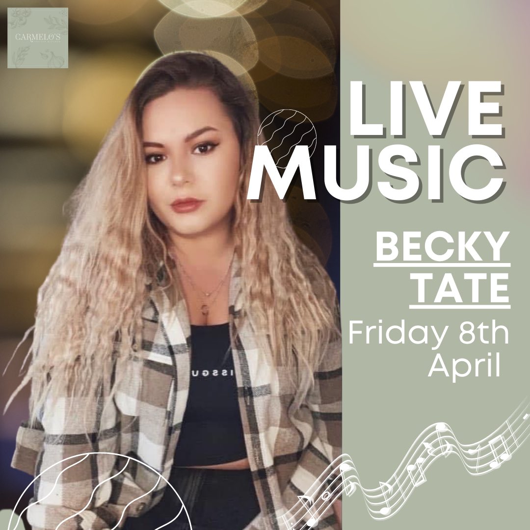 𝑳𝒊𝒗𝒆 𝒎𝒖𝒔𝒊𝒄 𝒕𝒉𝒊𝒔 𝑭𝒓𝒊𝒅𝒂𝒚 🎶 

Join us for live music from the wonderful Becky Tate this Friday evening! 🎵🥂😊
