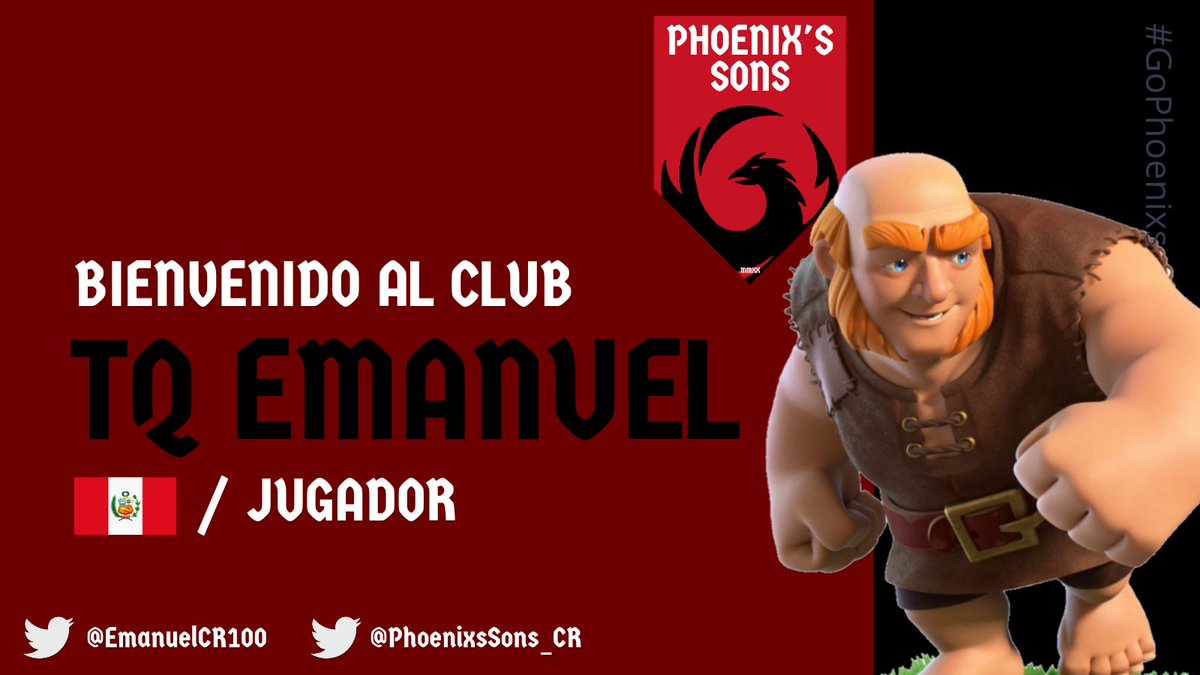 #CR | BIENVENIDO

Empezando con las caras nuevas, queremos darle la bienvenida a @EmanuelCR100, quien quiere demostrar que tan fuerte son los oriundos de Perú 🇵🇪

#GoPhoenixs #WelcomeEmanuel