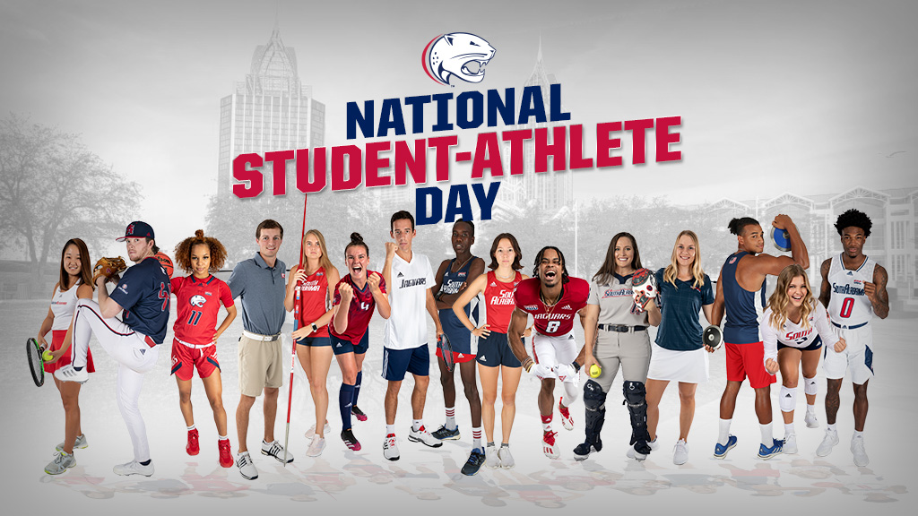 SouthAlabama's tweet photo. We are so thankful for all of our Jaguar student-athletes!

Happy National Student-Athlete Day! https://t.co/JXAkxYENp6